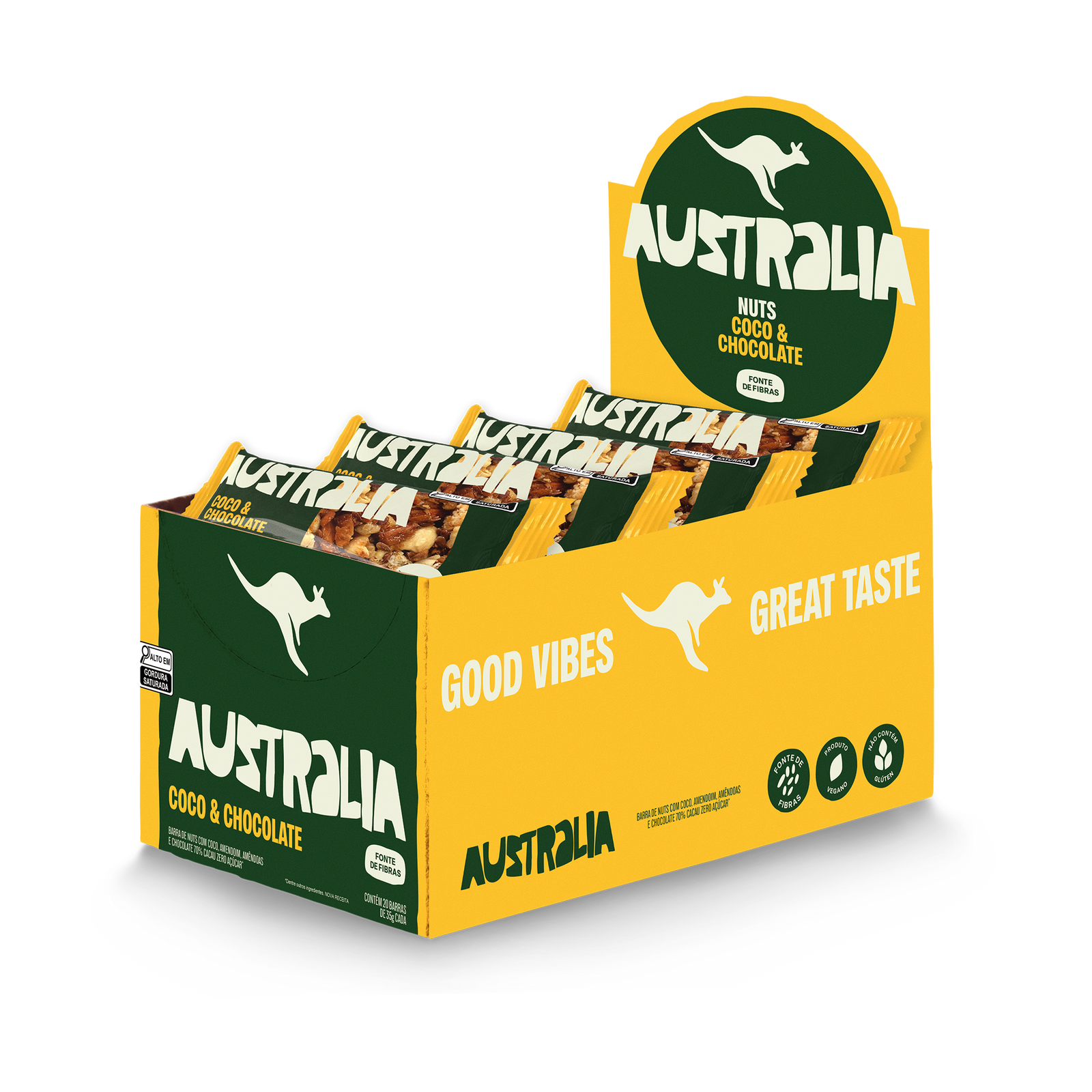 Australia nuts coco e chocolate.