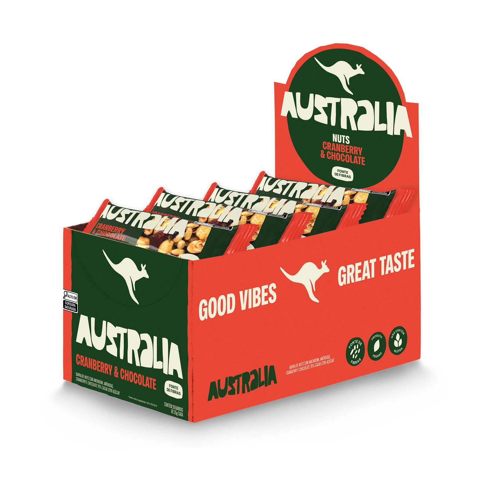 Australia nuts cranberry e chocolate.
