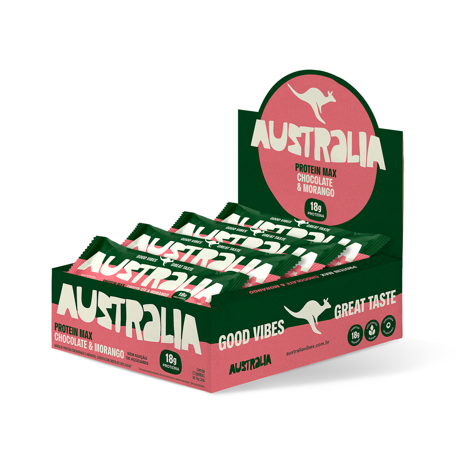 Australia Protein Max morango e chocolate.