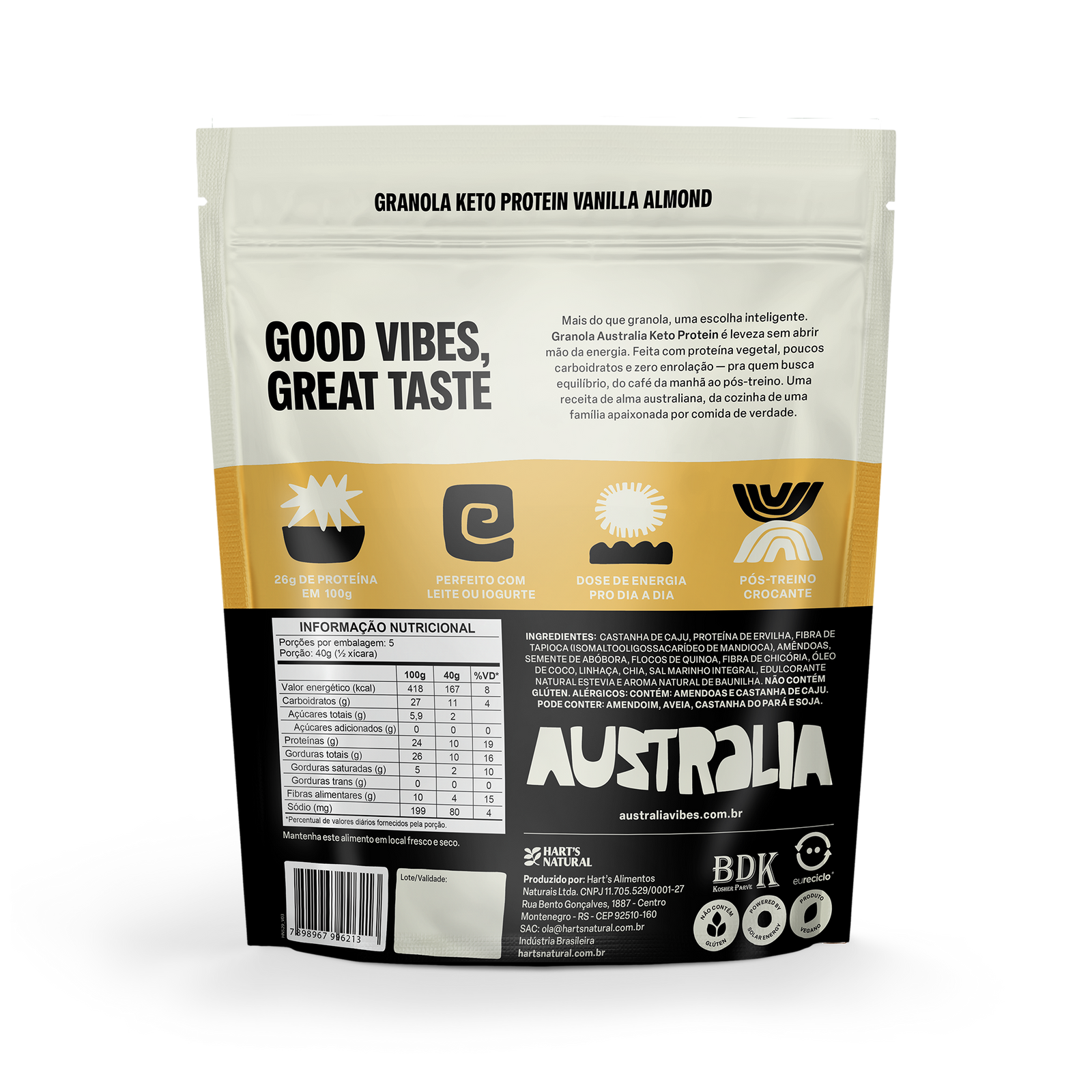 Australia granola Keto Protein baunilha e amêndoas.