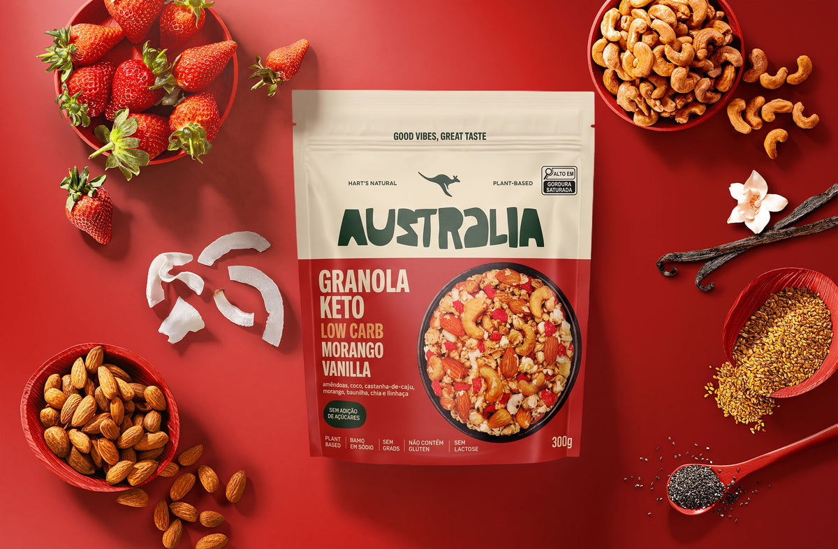 Australia Granola Keto Morango & Baunilha