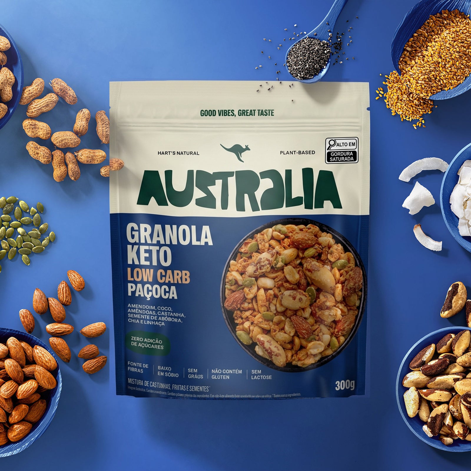 Ingredientes de Australia Granola Keto Paçoca.