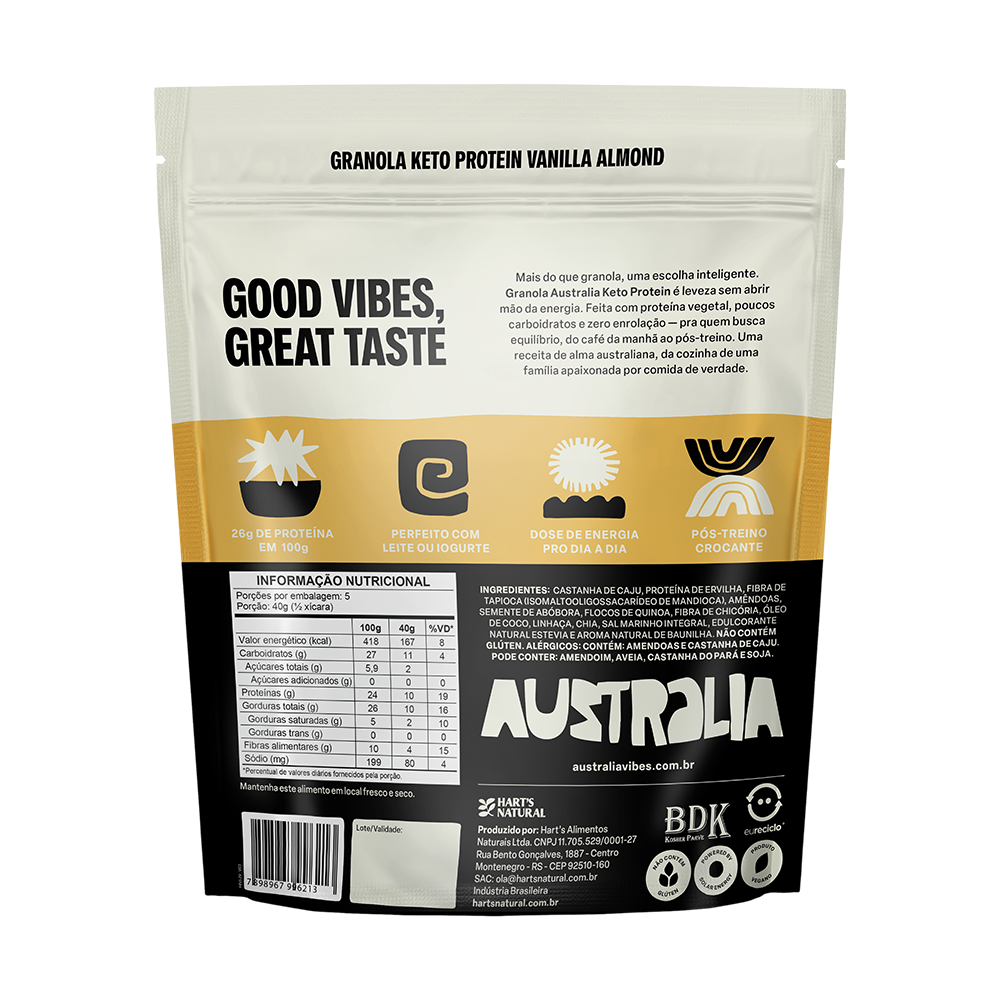 Australia Granola KETO Protein Vanilla Almond (28g de PROTEÍNA)