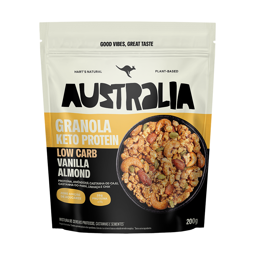 Cena de mesa com granola, frutas e iogurte