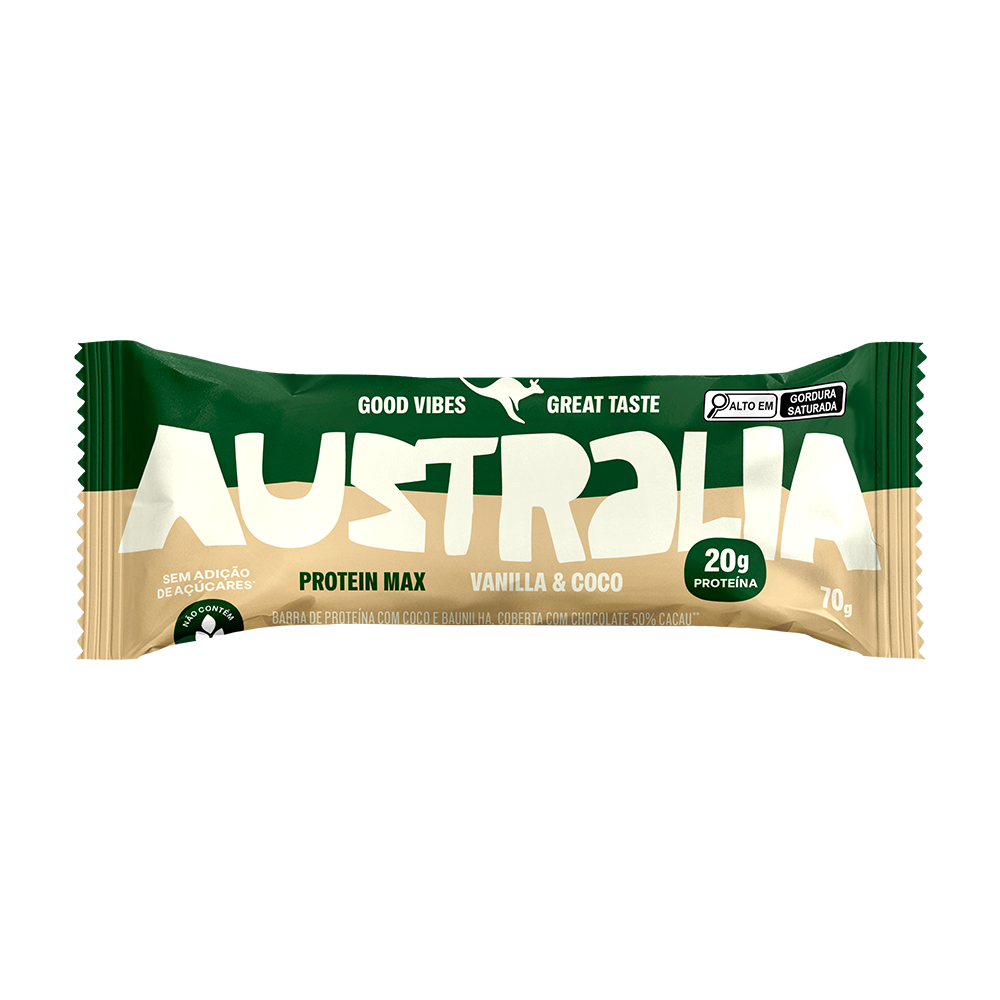 AUSTRALIA Protein Max Vanilla & Coco - A Barra Zen com 20g de Proteína