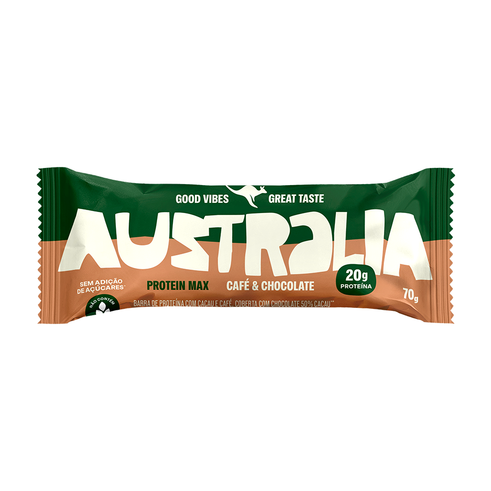 AUSTRALIA Protein Max Café & Chocolate. Pra Quem Acorda com Fome de Mundo.