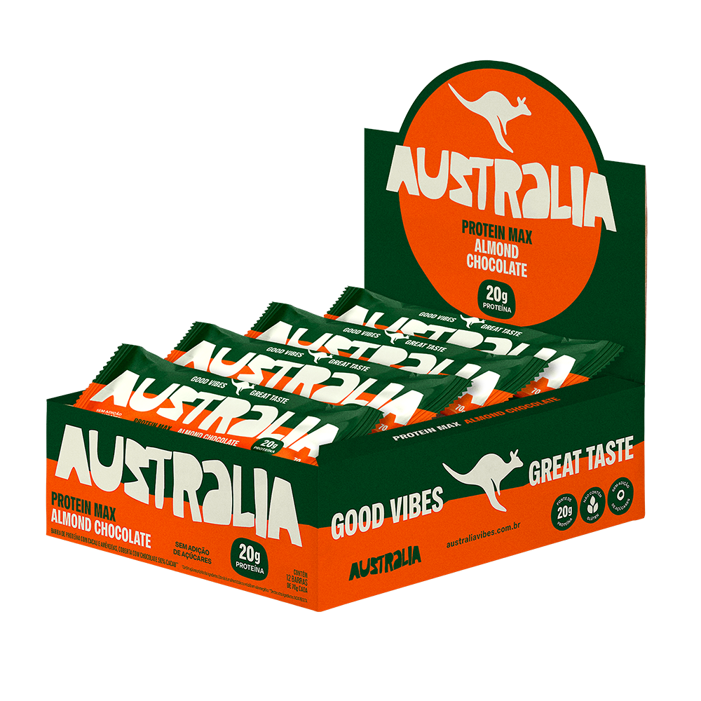 AUSTRALIA Protein Max Almond Chocolate – 20g de Proteína com Atitude.