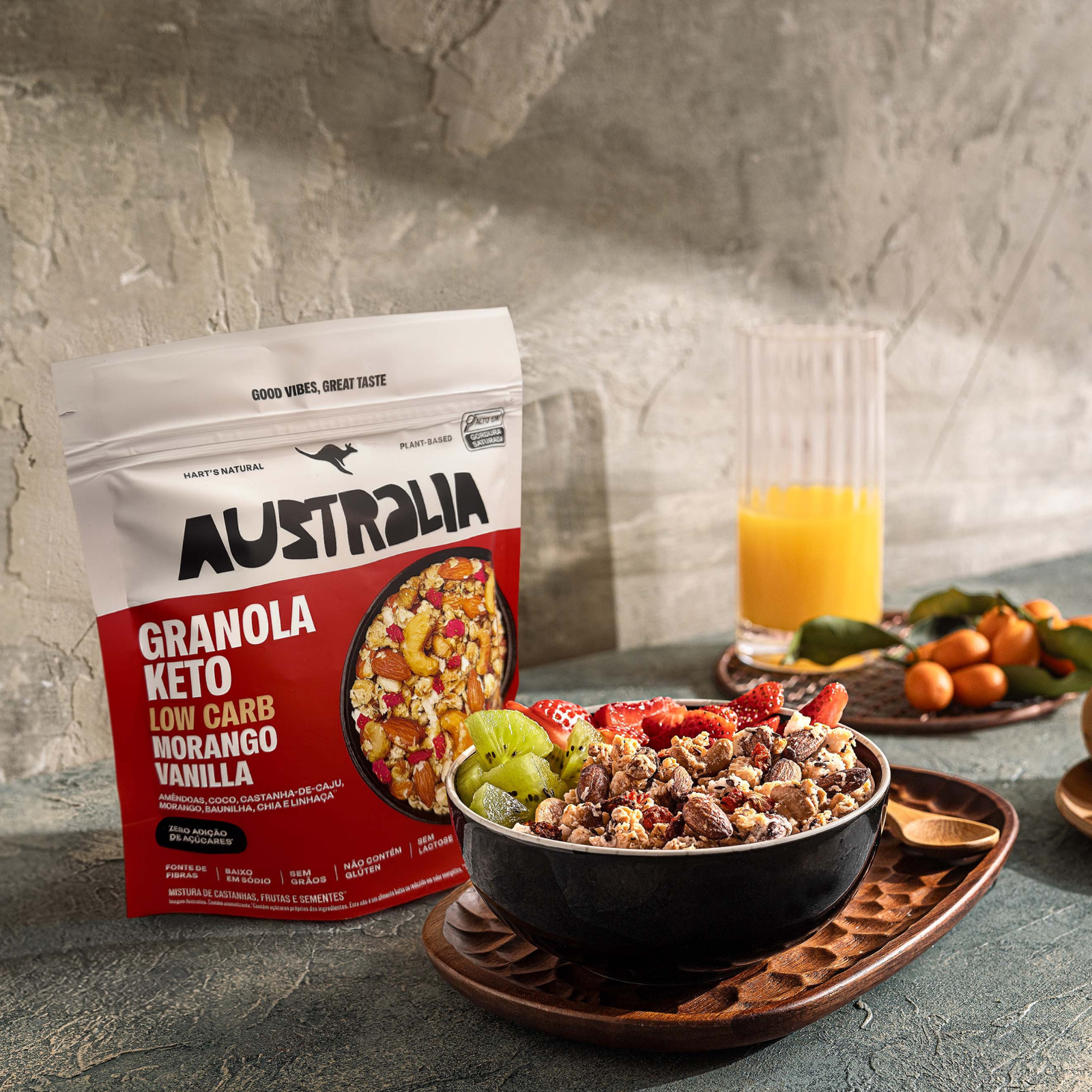 Australia granola Keto morango e baunilha.